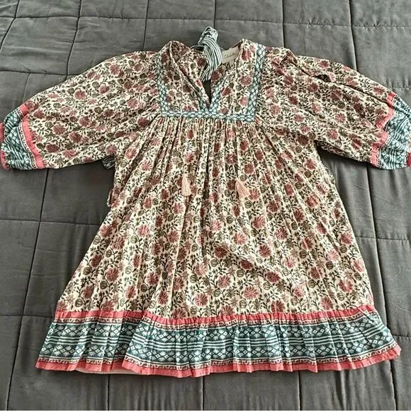 Cleobella Women’s Bohemian Magdalena Sunset Mini Dress With Tie Belt Size Large - Picture 9 of 9